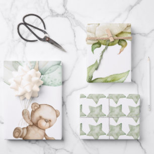 Teddy Bear Baby Shower Wrapping Paper Sheets
