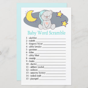 Teddy bear Baby word scramble game