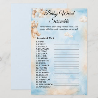 Teddy Bear Baby Word Scramble Shower Game