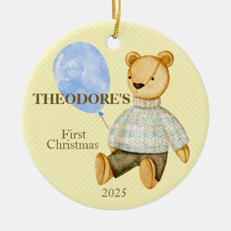 Teddy Bear Baby's First  Ceramic Ornament