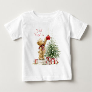 Teddy Bear Baby's First Christmas Baby T-Shirt