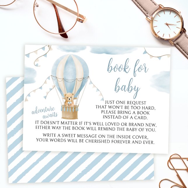  Teddy bear balloon baby shower book for baby card (Creator Uploaded)