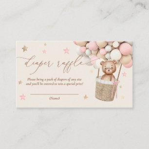 Teddy Bear Balloon Baby Shower Diaper Raffle Enclosure Card