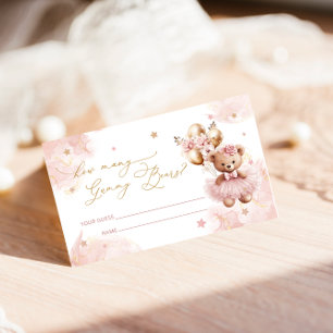Teddy Bear Balloon Baby Shower Guess Game Enclosure Card