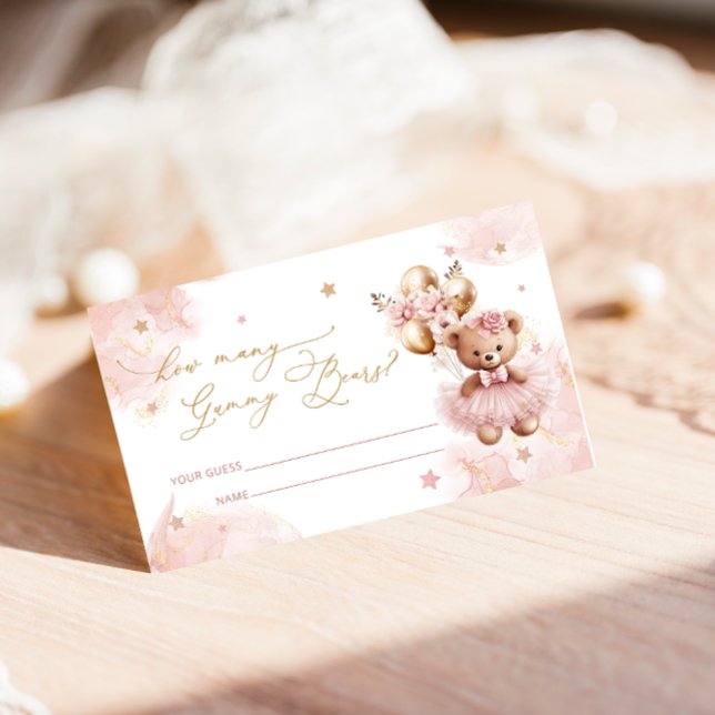 Teddy Bear Balloon Baby Shower Guess Game Enclosure Card (Creator Uploaded)