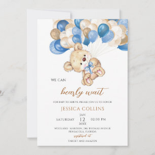 Teddy Bear Balloon Baby Shower Invitation