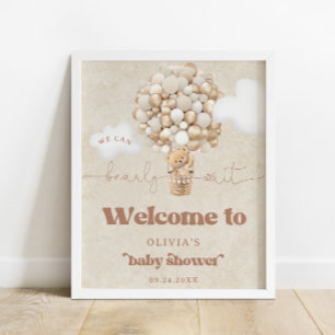 Teddy Bear Balloon Baby Shower Welcome Poster