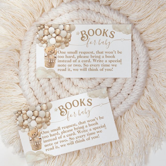 Teddy Bear Balloon Bearly Wait Baby Shower books Enclosure Card (Creator Uploaded)