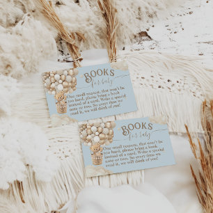 Teddy Bear Balloon Bearly Wait Baby Shower books Enclosure Card