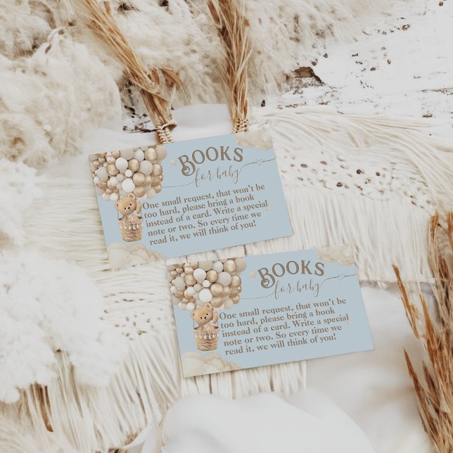 Teddy Bear Balloon Bearly Wait Baby Shower books Enclosure Card (Creator Uploaded)