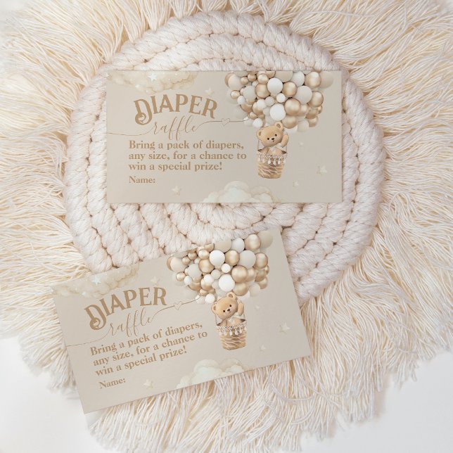 Teddy Bear Balloon Bearly Wait Baby Shower diaper Enclosure Card (Creator Uploaded)