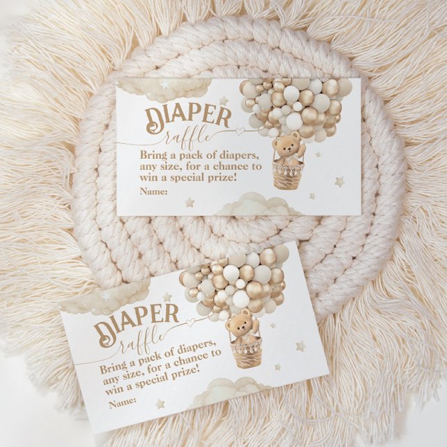 Teddy Bear Balloon Bearly Wait Baby Shower diaper Enclosure Card (Creator Uploaded)