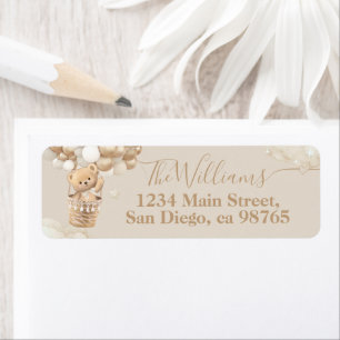 Teddy Bear Balloon Bearly Wait Baby Shower Return Address Label
