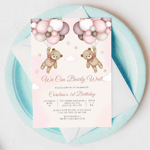 Teddy Bear Balloon Birthday Invitation