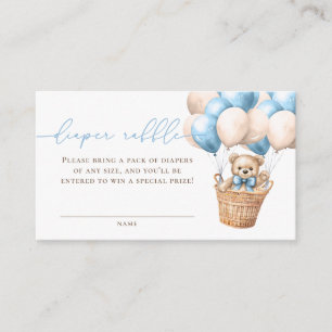 Teddy Bear Balloon Blue Baby Shower Diaper Raffle Enclosure Card