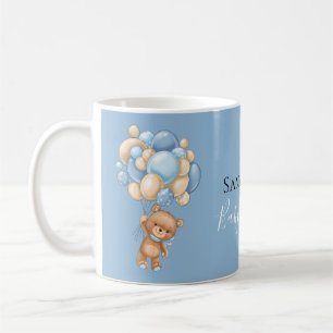 Teddy Bear Balloon Blue Coffee Mug