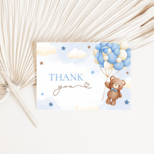 Teddy Bear Balloon Blue Thank You Cards