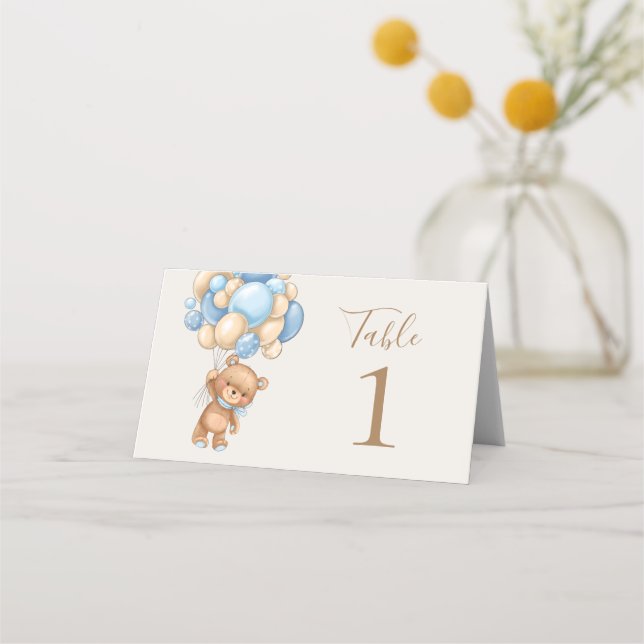 Teddy Bear Balloon Brown Place Card (Back)