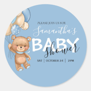 Teddy Bear Balloon Classic Round Sticker