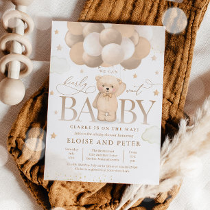 Teddy Bear Balloon Gender Neutral Baby Shower  Invitation