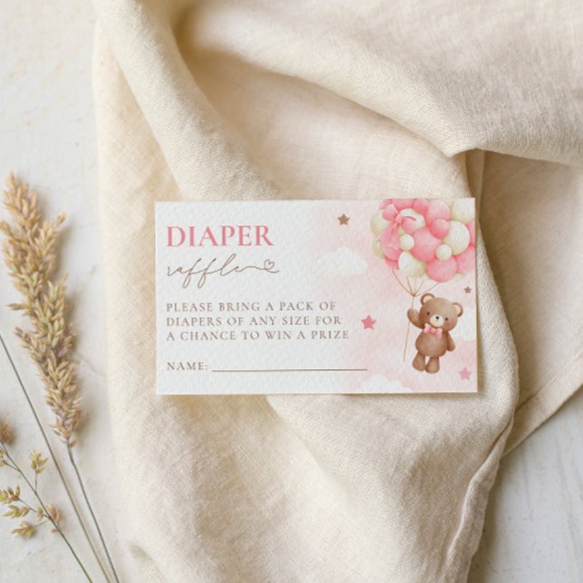 Teddy Bear Balloon Girl Diaper Raffle Card (Creator Uploaded)