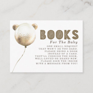 Teddy Bear Balloon Gold Brown Books Request Enclosure Card