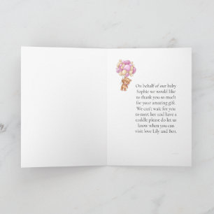 Teddy Bear Balloon PINK Amazing Gift Thank you Card