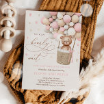 Teddy Bear Balloon Pink Bearly Wait Baby Shower Invitation<br><div class="desc">Teddy Bear Balloon Pink Bearly Wait Baby Shower Invitation 
All designs are © PIXEL PERFECTION PARTY LTD</div>