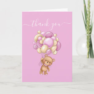 Teddy Bear Balloon PINK So Thankful Card