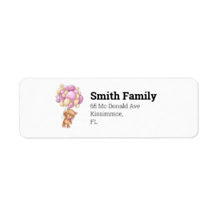 Teddy Bear Balloon Return Address Label