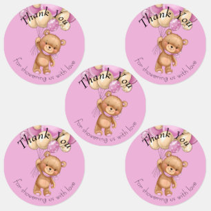 Teddy Bear BALLOON thank you Labels