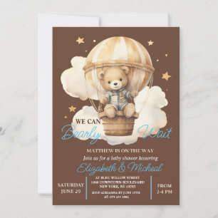 Teddy Bear Balloon Theme Baby Shower Invitation