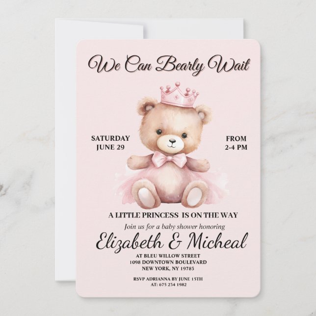 Teddy Bear Balloon Theme Baby Shower Invitation (Front)