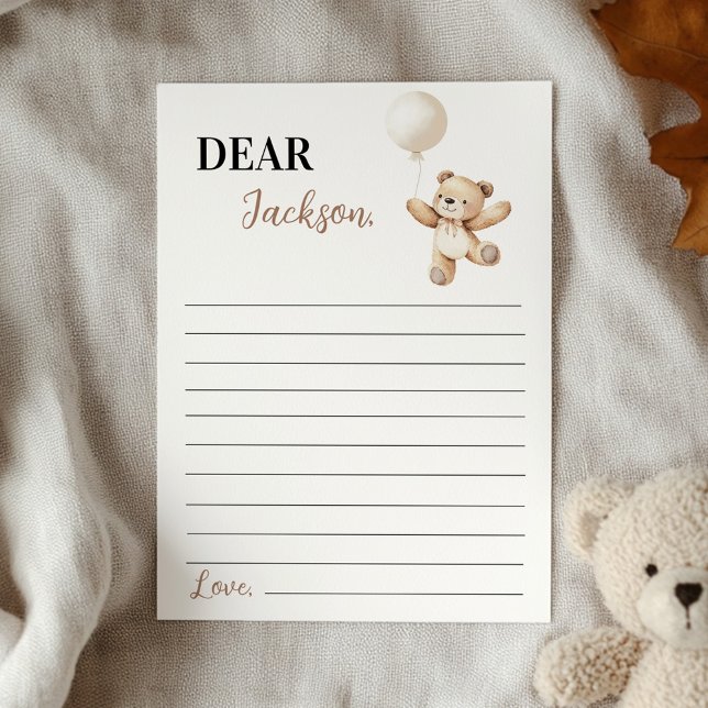 Teddy Bear Balloon Time Capsule Note Message Card (Creator Uploaded)