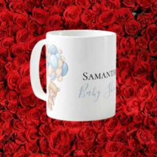 Teddy Bear Balloon White Blue  Coffee Mug