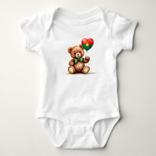 teddy bear & balloon with Burkina Faso flag. Baby Bodysuit
