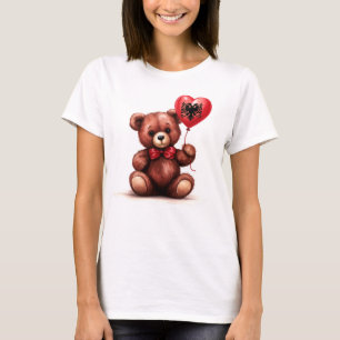 teddy bear & balloon with the Albanian flag. T-Shirt