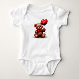 teddy bear & balloon with the Angolan flag. Baby Bodysuit