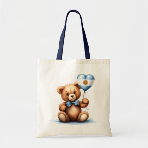 teddy bear & balloon with the Argentine flag. Tote Bag