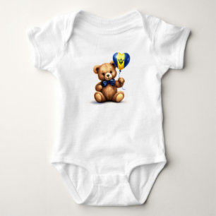 teddy bear & balloon with the Barbados flag. Baby Bodysuit