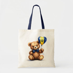 teddy bear & balloon with the Barbados flag. Tote Bag