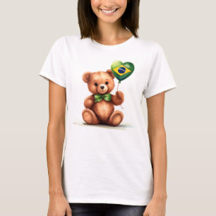 teddy bear & balloon with the Brazilian flag. T-Shirt