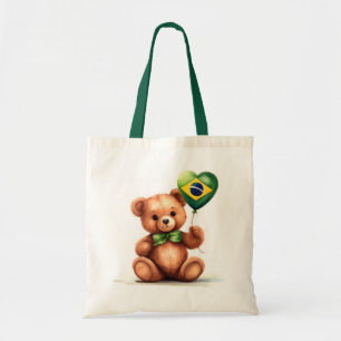 teddy bear & balloon with the Brazilian flag. Tote Bag
