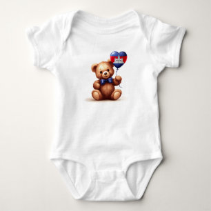 teddy bear & balloon with the Cambodian flag. Baby Bodysuit
