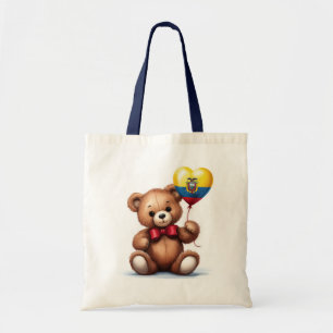 teddy bear & balloon with the Ecuadorian flag. Tote Bag