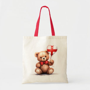 teddy bear & balloon with the English flag. Tote Bag