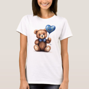 teddy bear & balloon with the European flag. T-Shirt
