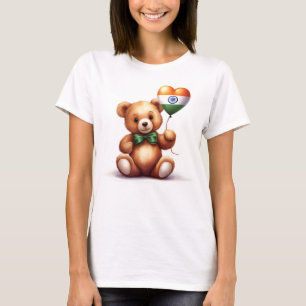 teddy bear & balloon with the Indian flag. T-Shirt