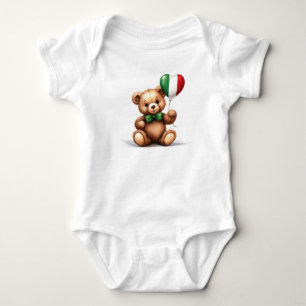 teddy bear & balloon with the Italian flag. Baby Bodysuit