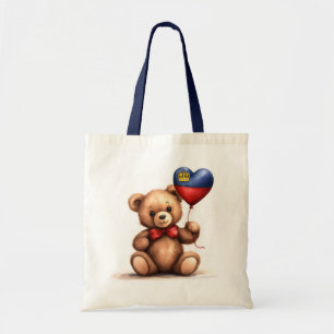 teddy bear & balloon with the Liechtenstein flag. Tote Bag